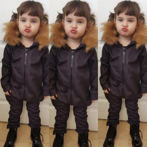 İTHAL KÜRKLÜ 3 İP ŞARDONLU UNISEX BEBEK VE ÇOCUK TULUM - KAHVE