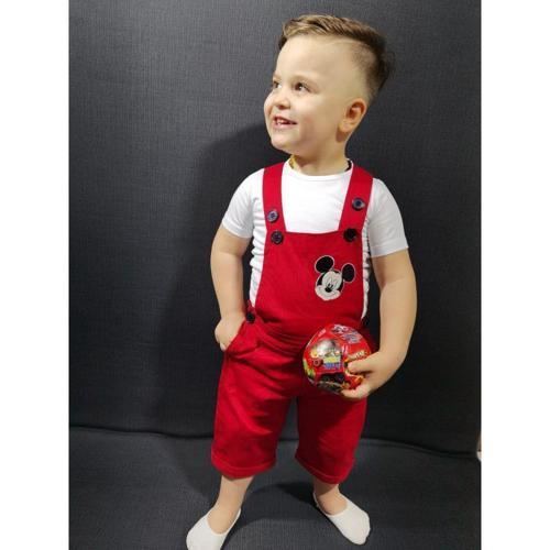 GABARDİN KARDEŞ KOMBİN MICKEY TULUM & TSHIRT KOMBİN  - KIRMIZI