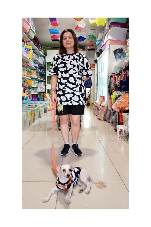 Sahibi İle Uyumlu Aile Kombini Kedi Köpek Kıyafeti Elbisesi Medium/M/Beden 2