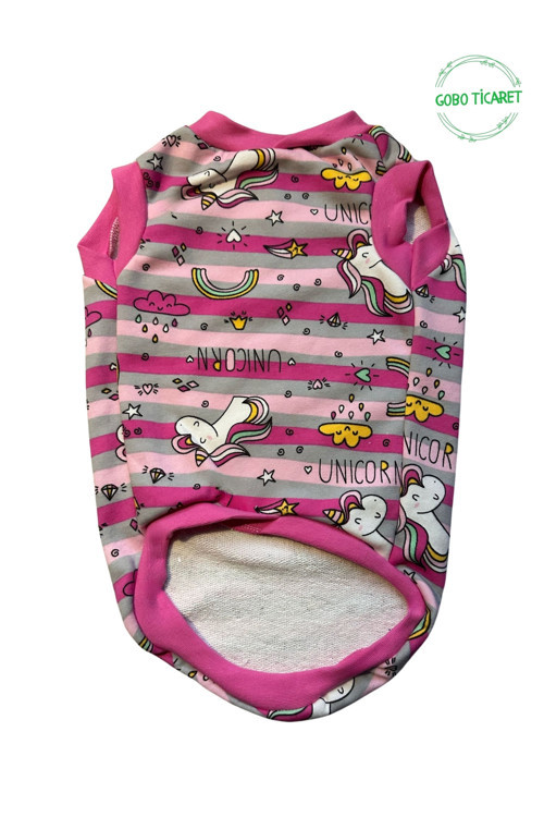 Unicorn Desenli Çizgili Pembe Kedi Köpek Kıyafeti Elbisesi Xlarge/Xl/Beden 4