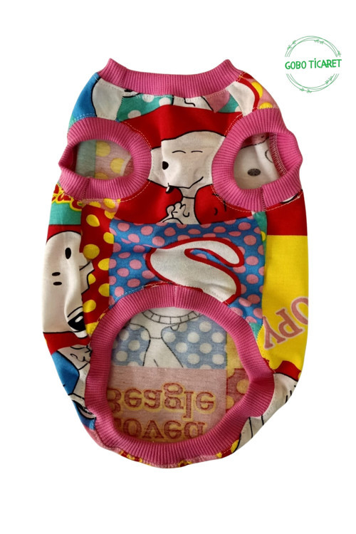 Snoopy Desenli Pembe Kollu Kedi Köpek Kıyafeti Elbisesi Xxlarge/Xxl/Beden 5