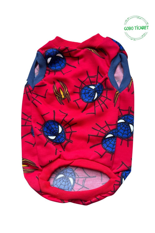 Kırmızı Örümcek Adam Spider Man Desenli Kedi Köpek Kıyafeti Elbisesi Large/L/Beden 3