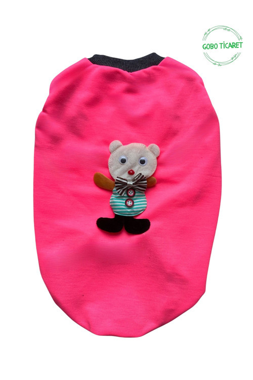Ayıcık Aksesuarlı Fosforlu Pembe Kedi Köpek Kıyafeti Elbisesi Xlarge/Xl/Beden 4