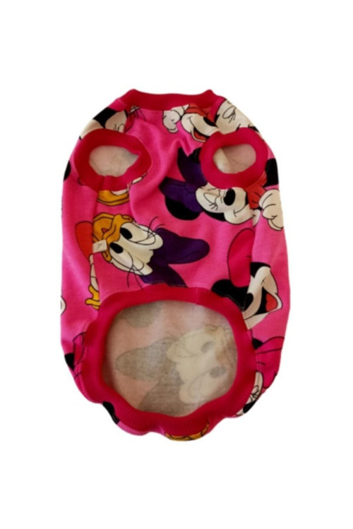 Minnie Mouse Desenli Pembe Kedi Köpek Kıyafeti Giyimi Large/L/Beden 3
