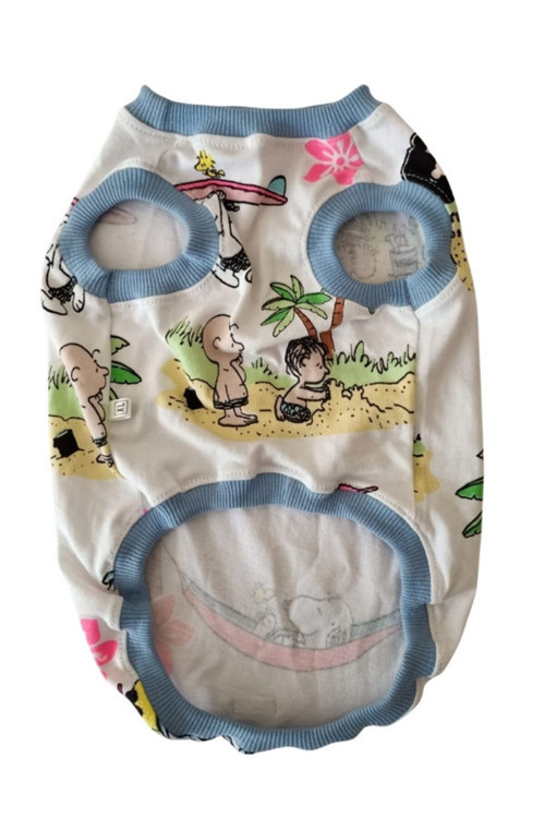 Snoopy Desenli Mavi Kollu Kedi Köpek Kıyafeti Elbisesi Small/S/Beden 1