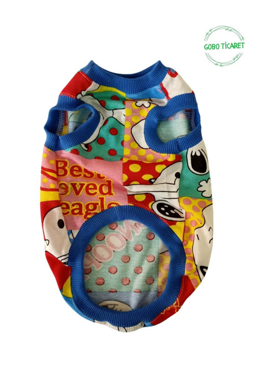 Snoopy Desenli Mavi Kollu Kedi Köpek Kıyafeti Elbisesi Xlarge/Xl/Beden 4