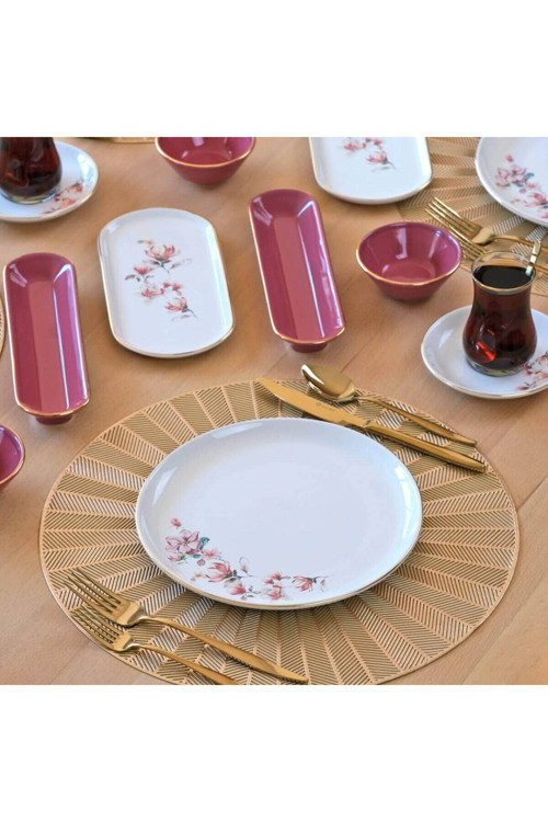 Asya Spring 32 Parça 6 Kişilik Seramik Kahvaltı Takımı