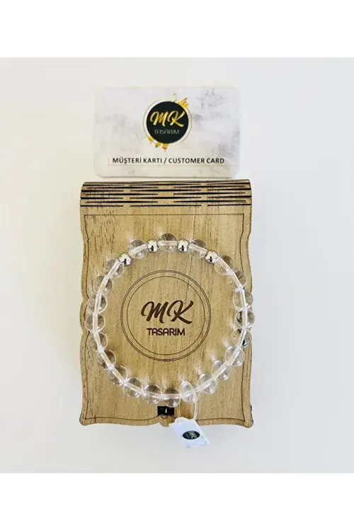 GERÇEK KRİSTAL KUVARS TAŞI BİLEKLİK | ÖZEL KUTUSUNDA | MÜŞTERİ KARTLI MK.001.012-1