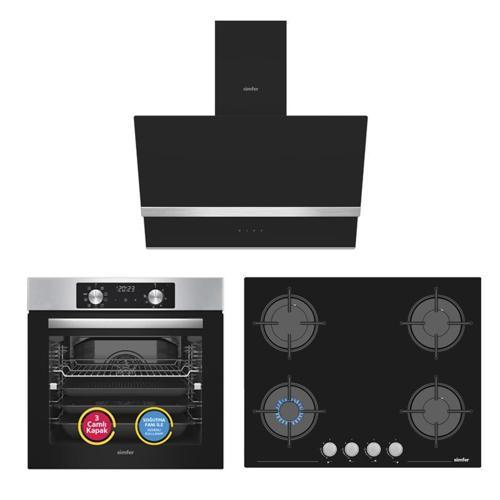 10 Fonksiyon Airfry Plus Inox 3'lü Ankastre Set (8210 Fırın + 3653 Ocak + 8738 Davlumbaz)