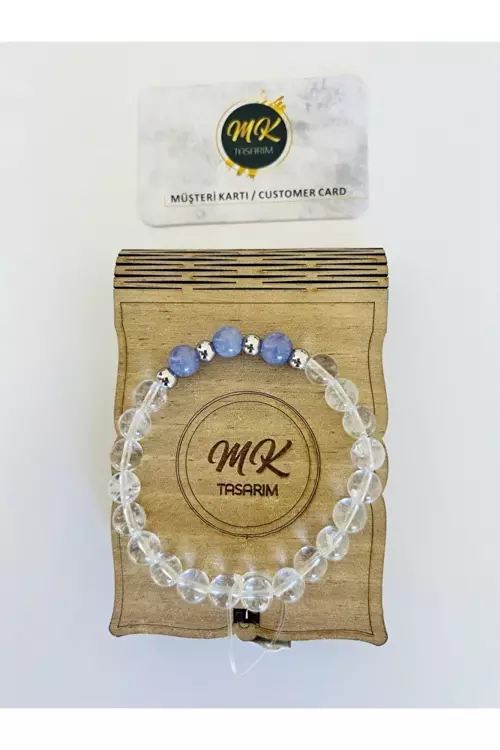 Gerçek Kristal Kuvars - Mor Kuvars Taşı Bileklik MK.003.024
