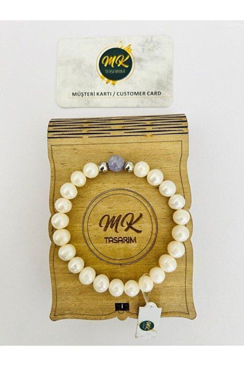 Gerçek İnci -Gerçek Mor Kuvars Taşı Bileklik MK.010.007