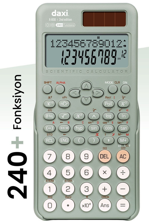 X-800 Yeni Nesil 240 Fonksiyonlu Bilimsel Hesap Makinesi, Mint Yeşili