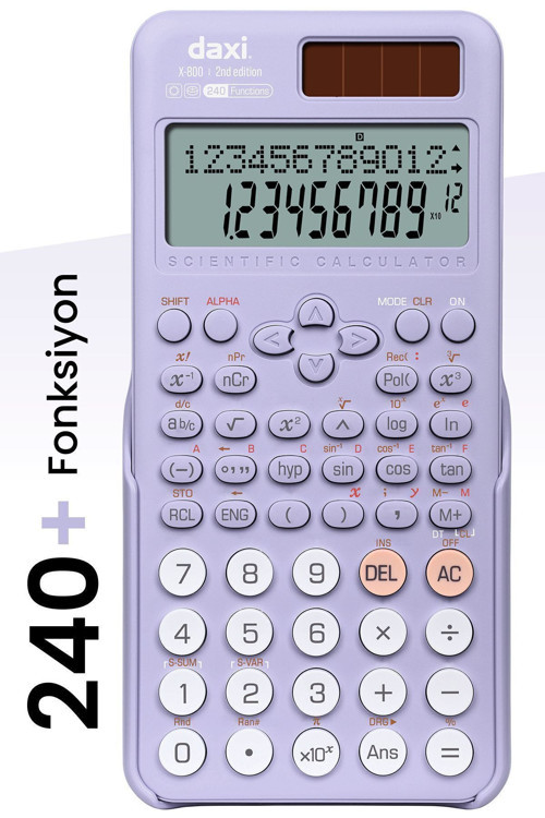 X-800 Yeni Nesil 240 Fonksiyonlu Bilimsel Hesap Makinesi, Lila
