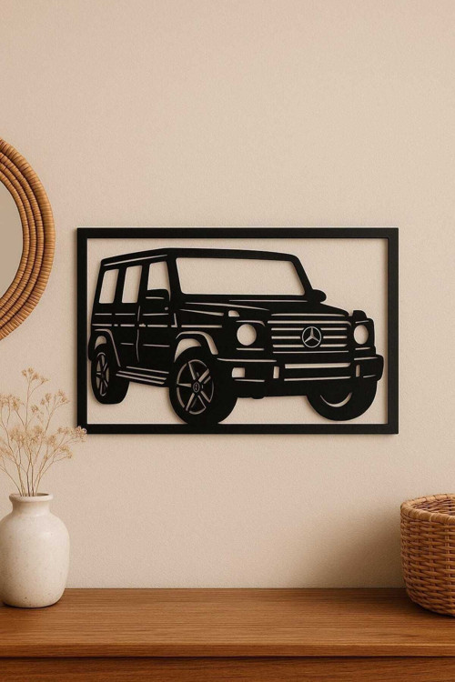 Ahşap Duvar Dekoru- Mercedes G Serisi Araç Tasarımı (15X30 Cm)