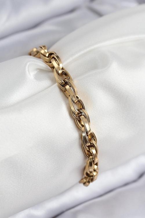 316L Çelik Örgü Model Gold Renk Kadın Bileklik 7833