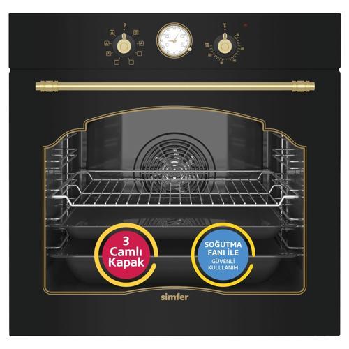 7349 Siyah 8 Fonksiyon Ankastre Multi Turbo Fırın