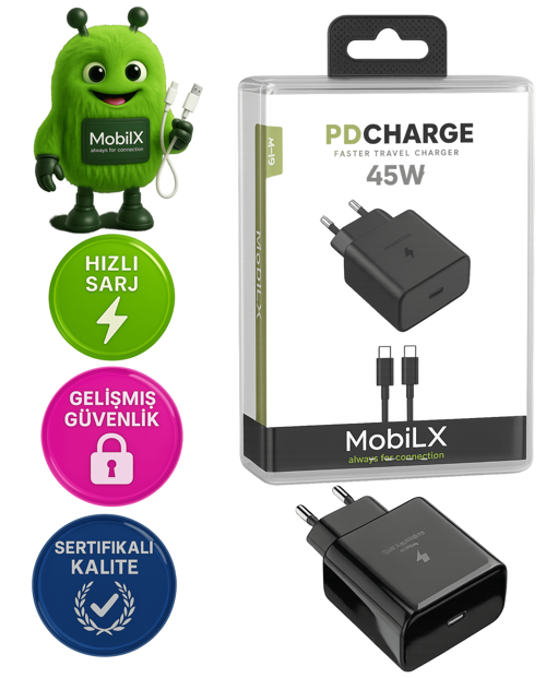 MobiLX M-19 45W PD Type-C – C Süper Hızlı Şarj Adaptörü