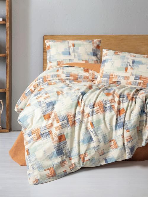 Flanel Tek Kişilik Nevresim Takımı Rina Kiremit