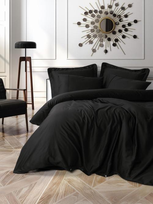 Silky Saten King Size Nevresim Takımı Siyah