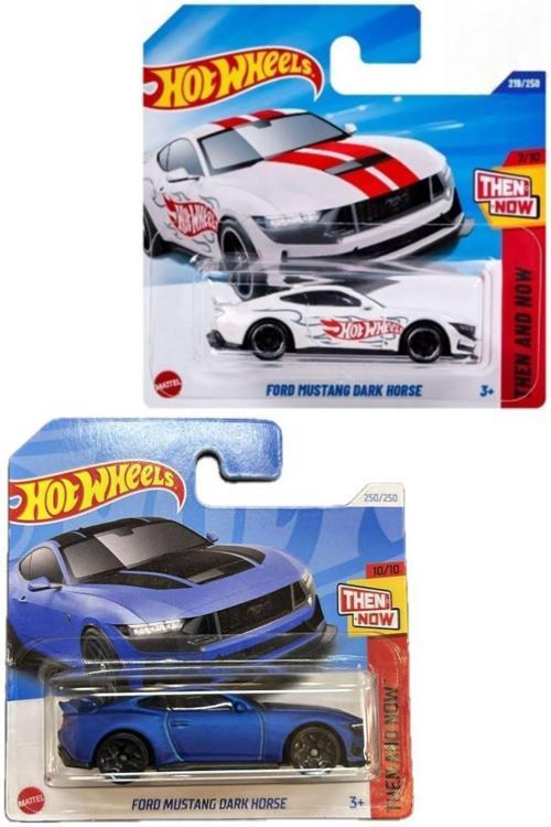 2 Araç Hot Wheels Ford Mustang Dark Horse Set - Lacivert & Beyaz (1/64)