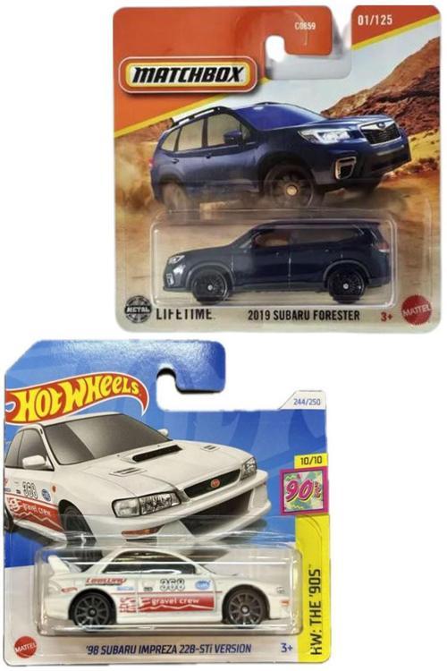 2 Araç Set - Matchbox 2019 Subaru Forester & Hot Wheels '98 Subaru Impreza 22B Sti Version (1/64)