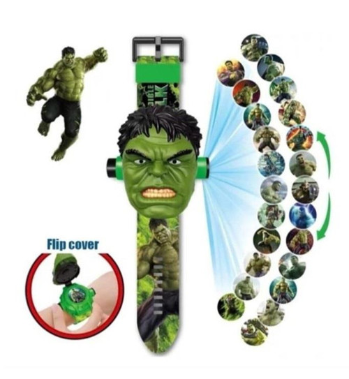 Hulk Karakterli Projeksiyon Resim Yansıtmalı Dijital Çocuk Kol Saati