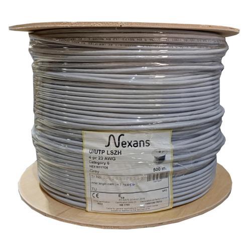 Nex1611to5, Gri, Cat6, 500m, 23awg (0,58mm), Utp, %100 Bakır, Lszh Halogen Free, Makara, Kabl