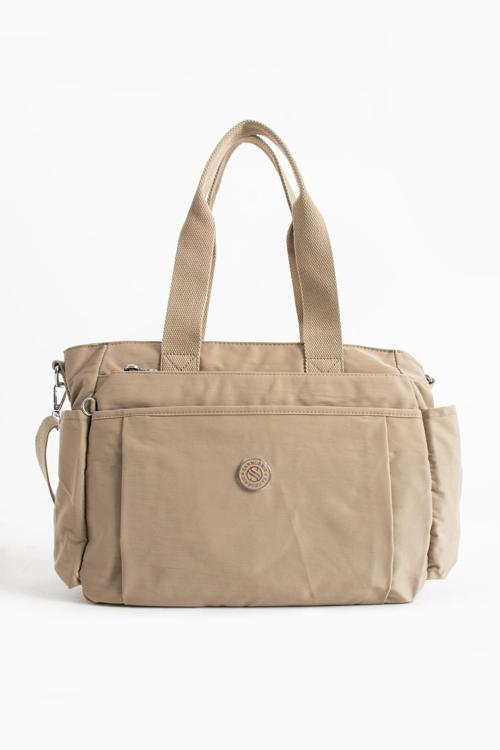 Kadın Büyük Boy 5 Bölmeli Suya Dayanıklı Saten Kumaş Çapraz Ve Omuz Askılı Çanta