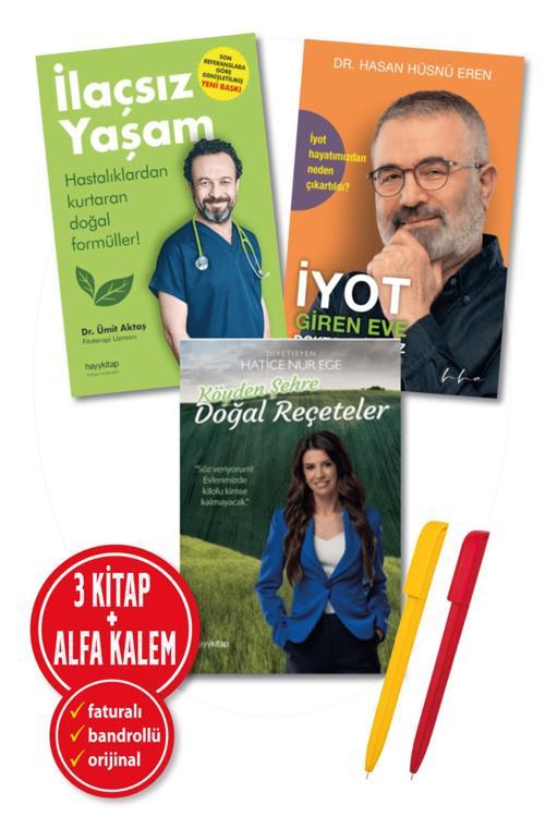 Alfa Kalem + Aktaş, Eren, Ege 3 Kitap (İlaçsız Yaşam + İyot & Sağlık + Doğal Reçeteler)