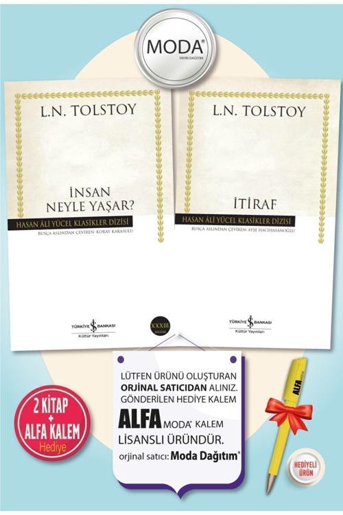 Insan Neyle Yaşar? + Itiraf (Lev Nikolayeviç Tolstoy) 2 Kitap + Alfa Kalem Hediye - Iş Bankası