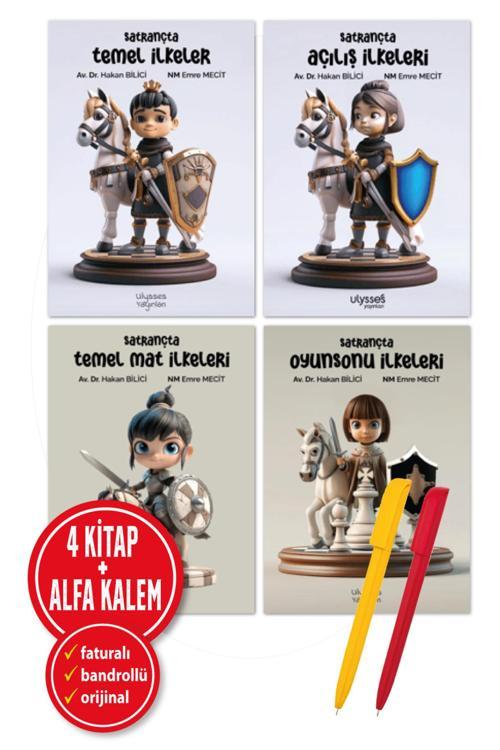 Alfa Kalem + Hakan Bilici & Emre Mecit 4 Kitap (Satrançta Açılış İlkeleri + Mat + Oyunsonu + Temel)