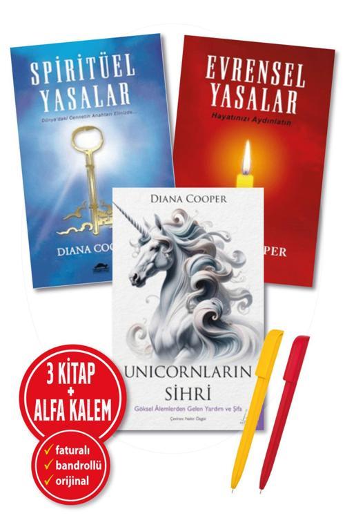 Alfa Kalem + Diana Cooper(Unicornların Sihri + Evrensel Yasalar + Spiritüel Yasalar) 3 Kitap-Yeni-Destek