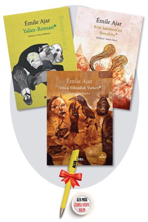 Onca Yoksulluk Varken + Yalan - Roman + Kral Salomon'Un Bunalımı (Emile Ajar) 3 Kitap Set + Kalem