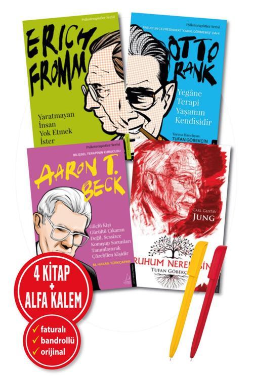 Psikoterapistler Serisi 4 Kitap Otto Rank + Carl Gustav Jung + Erich Fromm + Aaron T. Beck-Destek Kitap