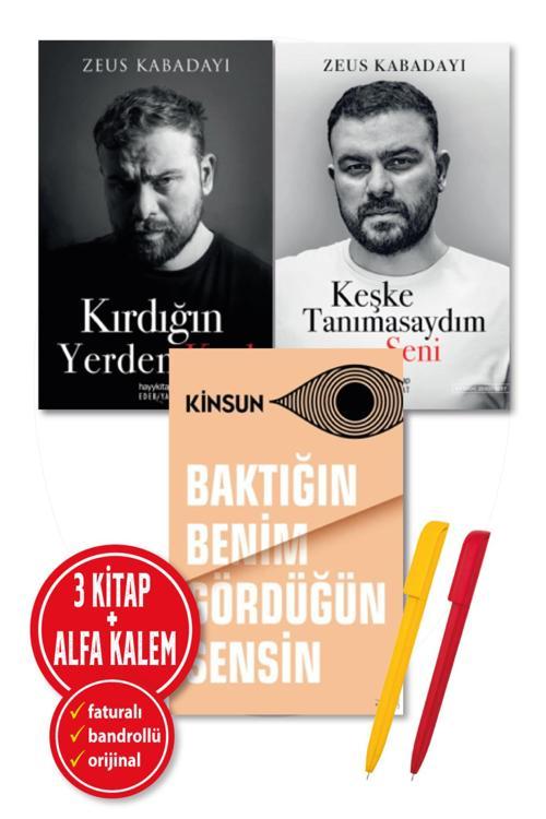 Alfa Kalem + Kinsun(Baktığın Benim Gördüğün)Zeus Kabadayı(Kırdığın Yerden + Keşke Tanımasaydım) 3 Kitap