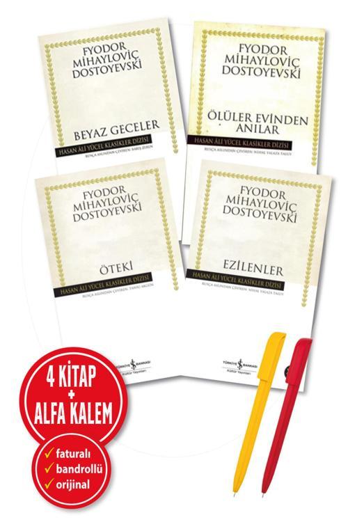 Alfa Kalem + (Beyaz Geceler + Ölüler Evinden Anılar + Öteki + Ezilenler) Dostoyevski 4 Kitap Set Yeni