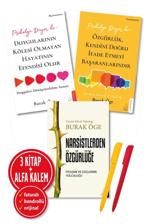Alfa Kalem + Burak Öge 3 Kitap (Narsistlerden Özgürlüğe + Psikoloji Özgürlük + Duygularının Kölesi)