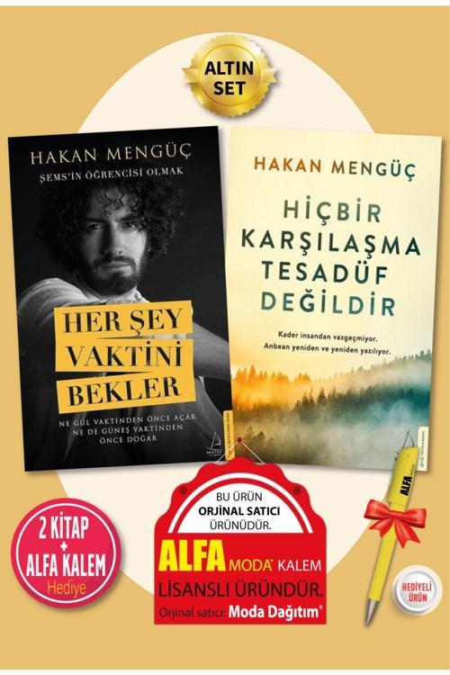 Her Şey Vaktini Bekler + Hiçbir Karşılaşma Tesadüf Değildir (Hakan Mengüç) 2 Kitap + Alfa Kalem