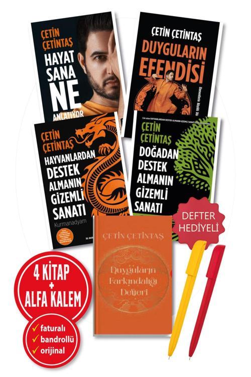 Alfa Kalem + Çetin Çetintaş 4 Kitap + 1 Defter Yeni (Doğadan Destek + Duyguların Efendisi + Hayat Sana Ne)