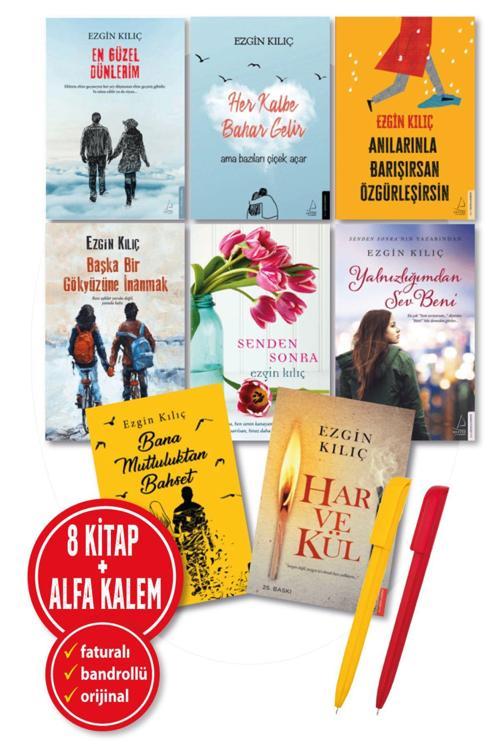 Alfa Kalem + Ezgin Kılıç 8 Kitap Set(Her Kalbe Bahar Gelir + En Güzel Dünlerim + Har Ve Kül + Senden Sonra)