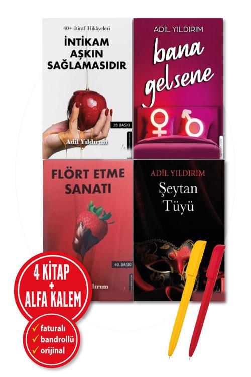 Alfa Kalem + Adil Yıldırımı 4 Kitap (40 İtiraf Hikayeleri + Bana Gelsene + Flört Etme Sanat + Şeytan Tüyü)
