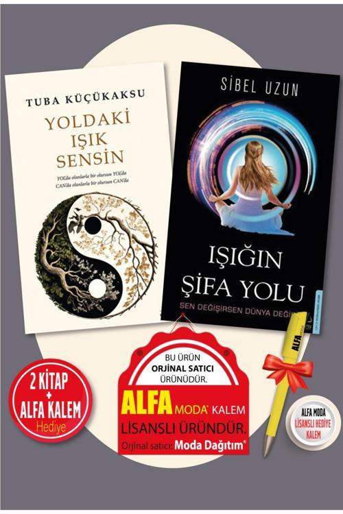 Yoldaki Işık Sensin (Tuba Küçükaksu) + Işığın Şifa Yolu (Sibel Uzun) 2 Kitap + Alfa Moda Kalem