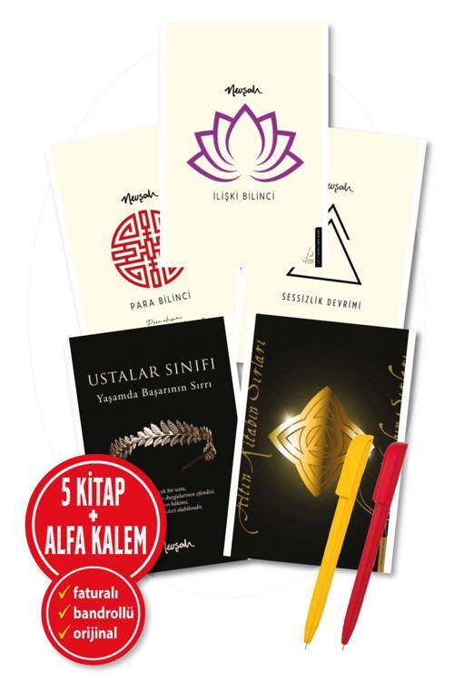Alfa Kalem + (Nevşah Fidan) 5 Kitap (Altın Kitabın Sırları + Ustalar Sın + Sessizlik + Para + İlişki Bilinci)
