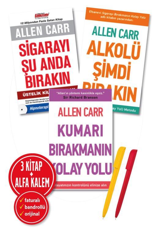 Alfa Kalem + Allen Carr 3 Kitap (Kumarı Bırakmanın Kolay Yolu + Alkolü + Sigarayı Şu Anda Bırakın)
