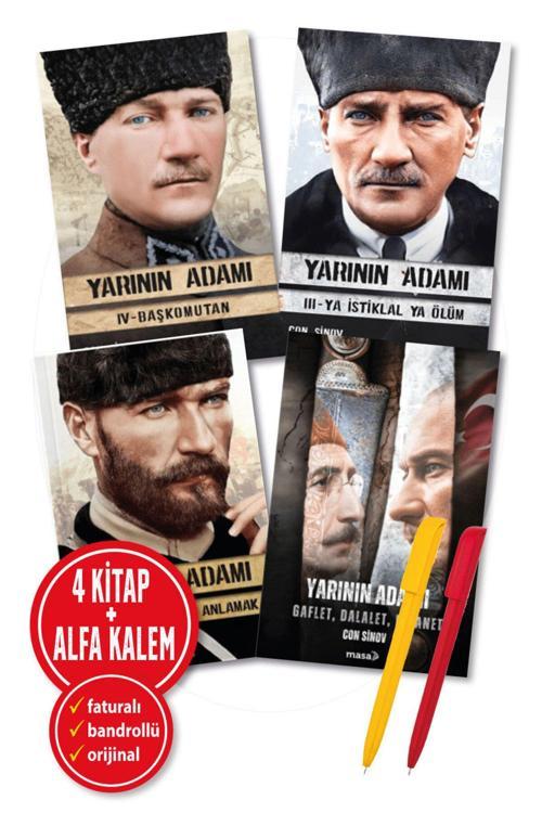 Con Sinov 4 Kitap Set - Yarının Adamı Mustafa Kemal Başkomutan 1-2-3-4 Yeni Masa Kitap Tarih