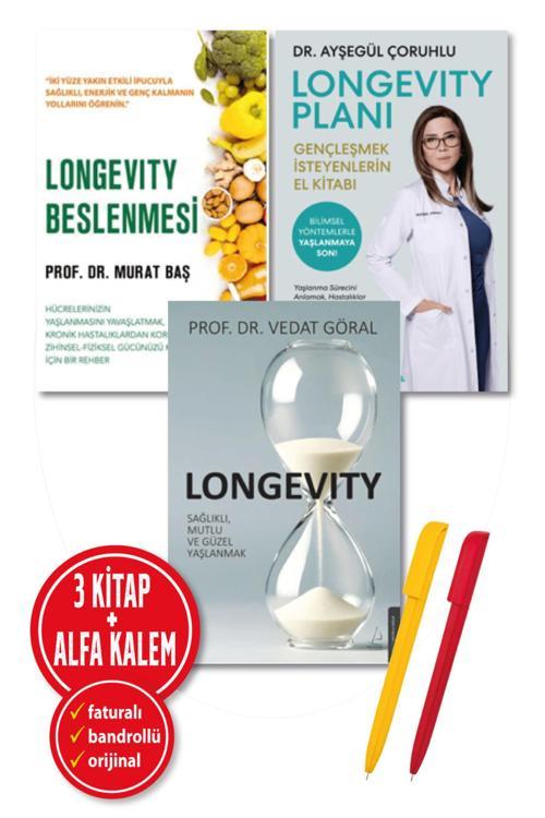 Alfa Kalem + Longevity Beslenmesi + Longevity Planı 3 Kitap (Murat Baş + Ayşegül Çoruhlu + Vedat Göral)