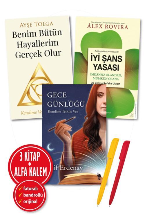 (İyi Şans Yasa) + Ayşe Tolga(Benim Bütün Hayallerim Gerçek) + Elif Erdenay(Gece Günlüğü) 3 Kitap-Yeni