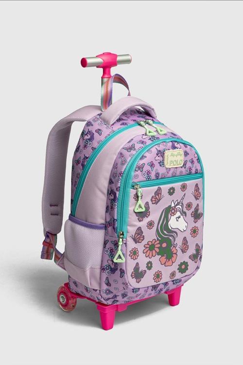 2217-My Polo Anatomik Sırt Yapılı Unisex Işıklı Tekerlekli İlkokul Çantası - NKT02217-PUDRA-TEKEBAT