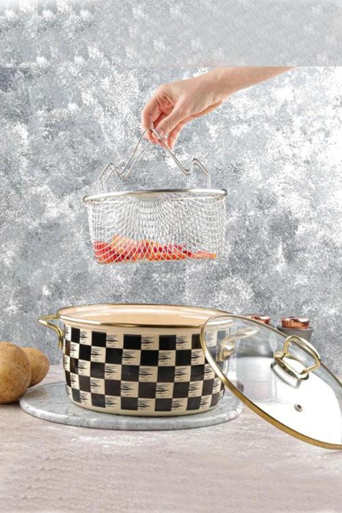 Emaye Dama 22 Cm Kızartma Tenceresi 4.5 Lt. P/mtl-201128