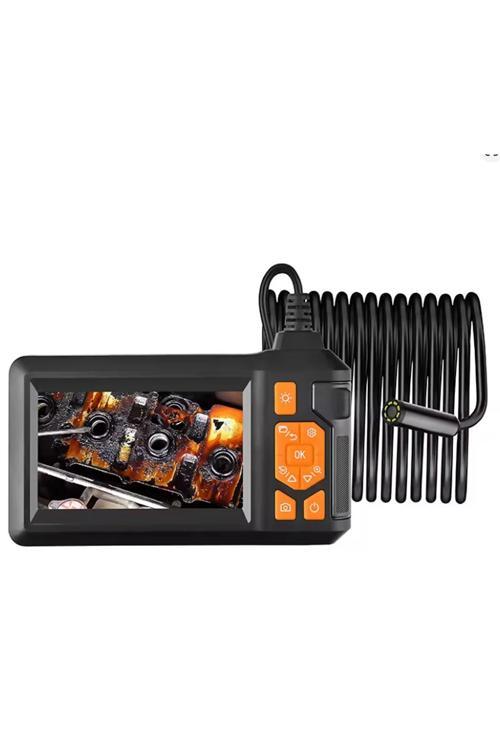 Ekranlı 3 kameralı 10 Mt Hafıza Kart Destekli Sert Kablo Yılan Endoskop Kamera 8 mm 4.3 ınc